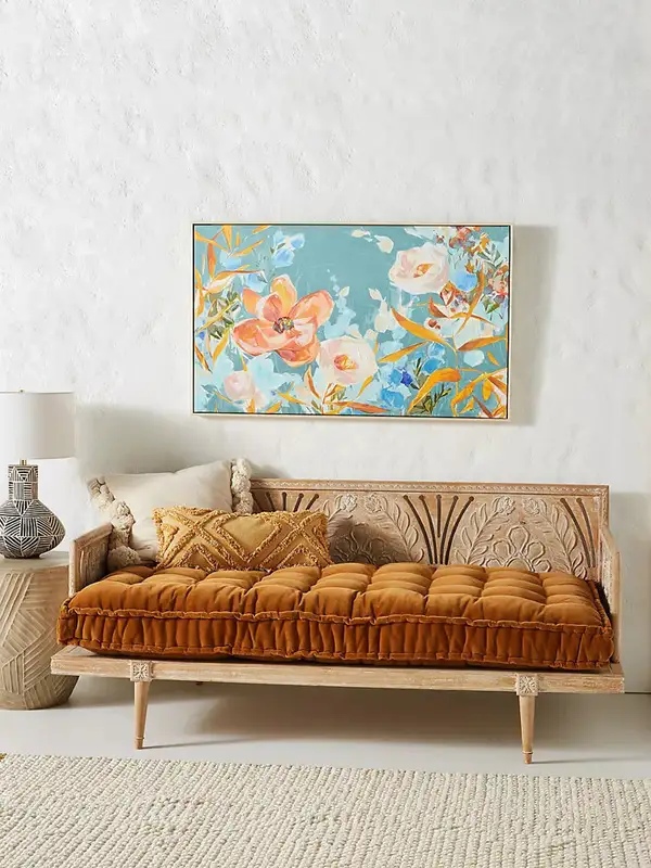 French-Inspired Mixed-Material Carved Sofa — product image 1