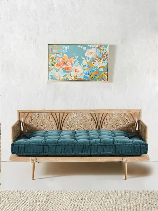 French-Inspired Mixed-Material Carved Sofa — product image 2
