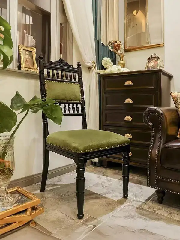 French-Inspired Solid Wood Carved Dining Chair — product image 1