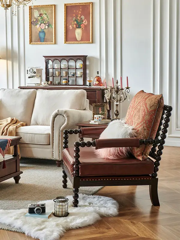 French-Inspired Mixed-Material Sofa — product image 3