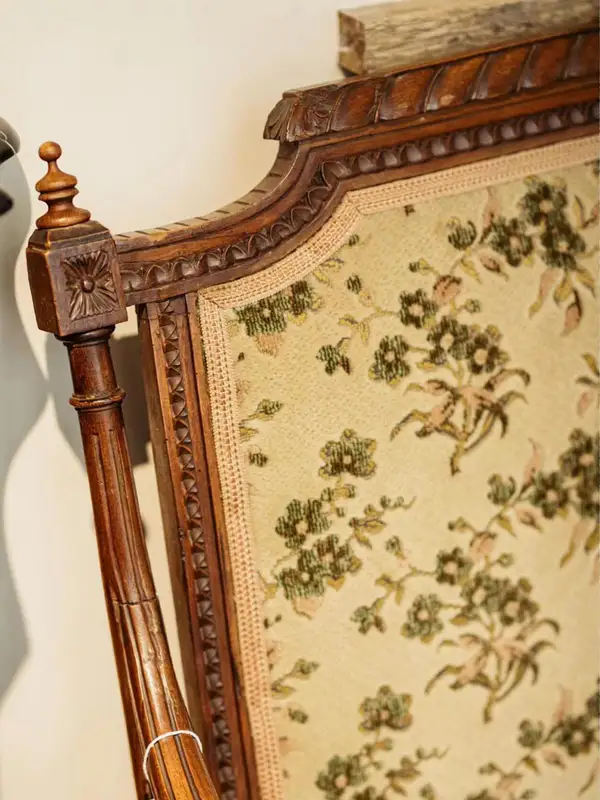 French-Inspired Mixed-Material Carved Lounge Chair — product image 2