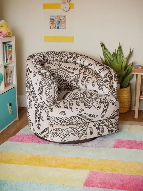 Vintage-Inspired Upholstered Swivel Lounge Chair — product image 2