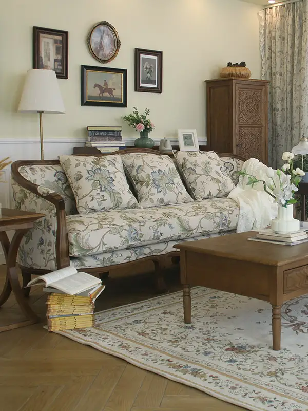 American-Style Mixed-Material Upholstered Sofa — product image 1