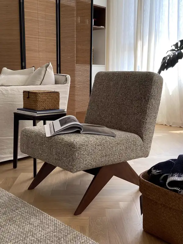 Vintage-Inspired Upholstered Lounge Chair — product image 3