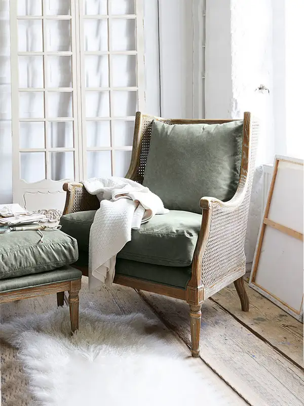 American-Style Mixed-Material Cane-Detailed Sofa — product image 1