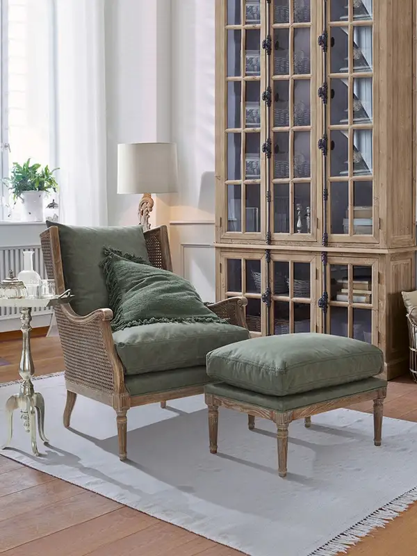 American-Style Mixed-Material Cane-Detailed Sofa — product image 3