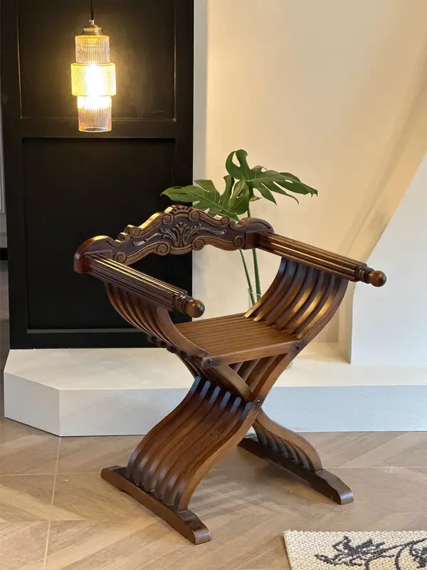 Vintage-Inspired Solid Wood Carved Dining Chair — product image 1