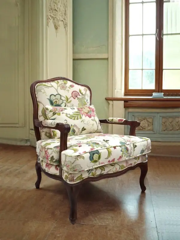 French-Inspired Upholstered Lounge Chair — product image 1