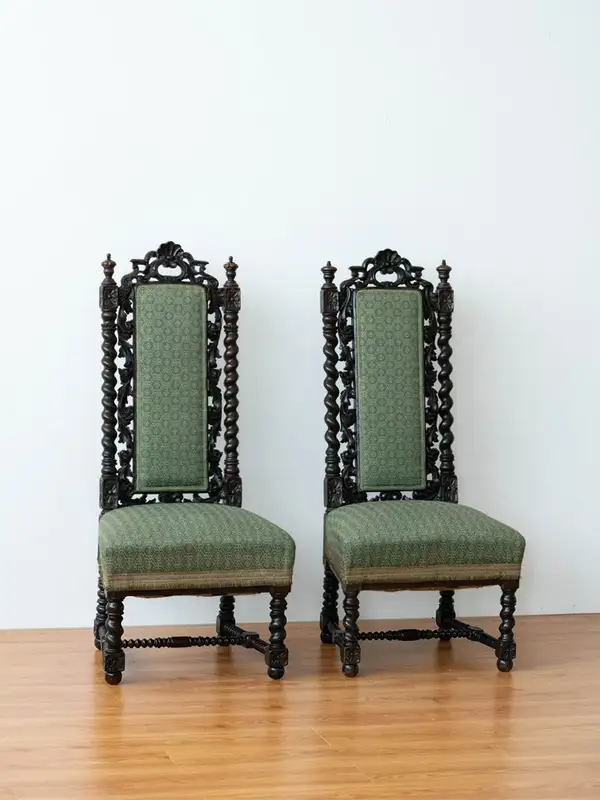 French-Inspired Mixed-Material Carved Dining Chair — product image 3