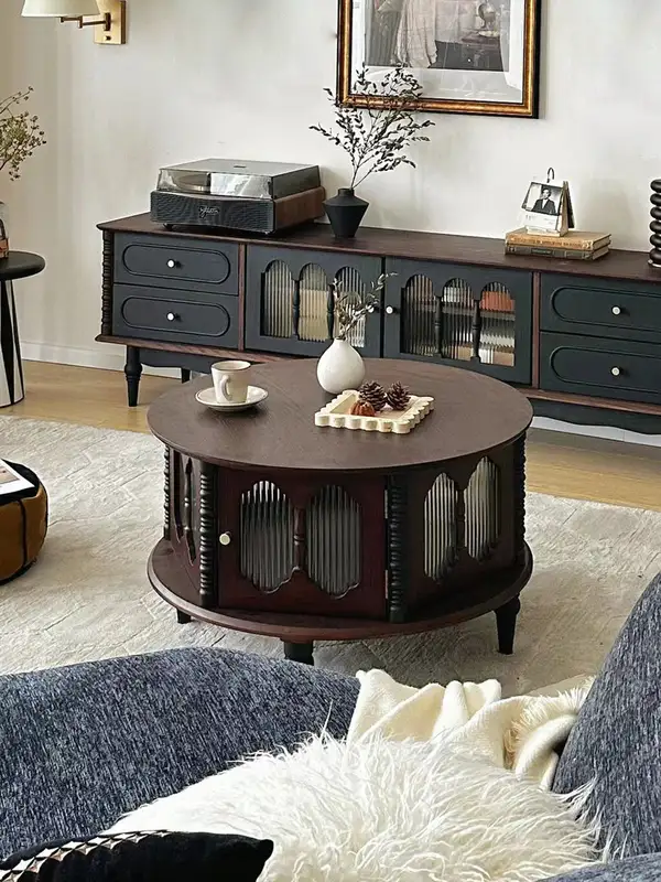 French-Inspired Solid Wood Round Coffee Table — product image 2