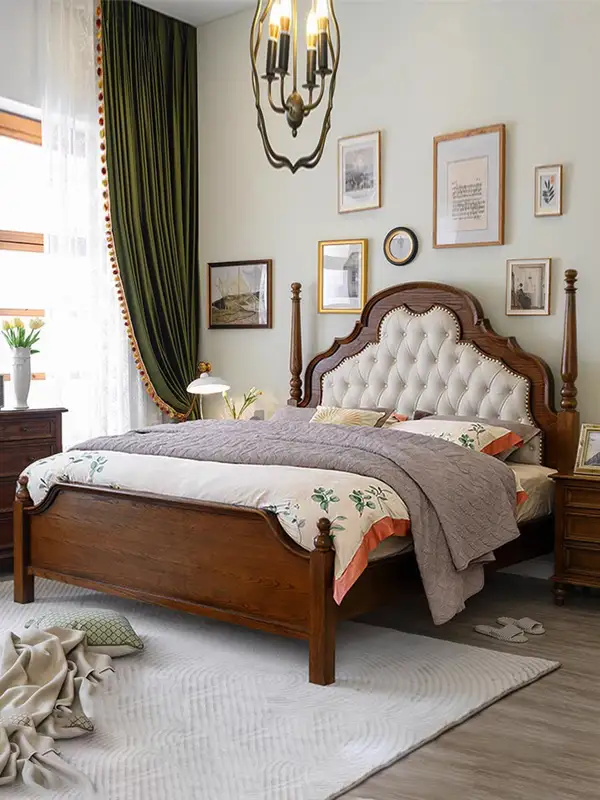 French-Inspired Solid Wood Bed — product image 1