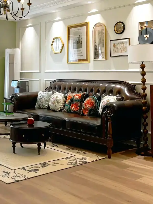 French-Inspired Mixed-Material Sofa — product image 1