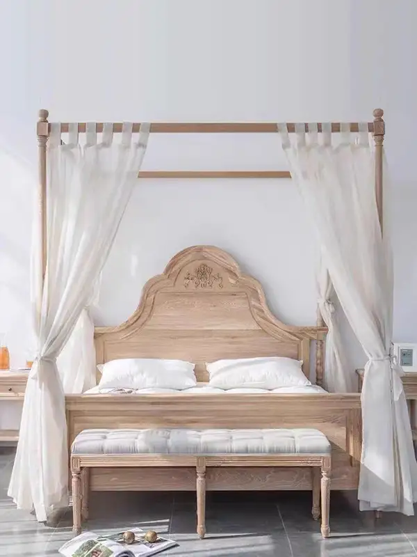 French-Inspired Solid Wood Bed — product image 1