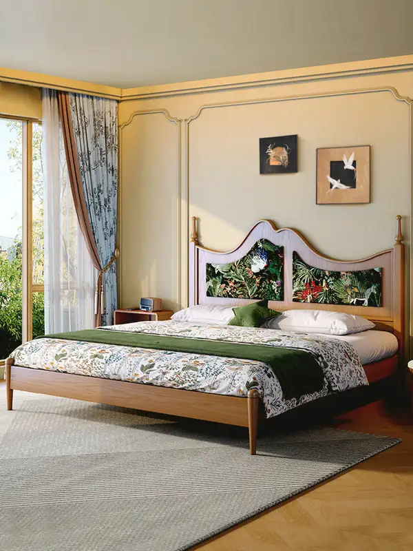 French-Inspired Mixed-Material Upholstered Bed — product image 2