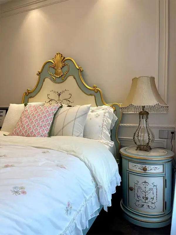 French-Inspired Solid Wood Carved Bed — product image 3