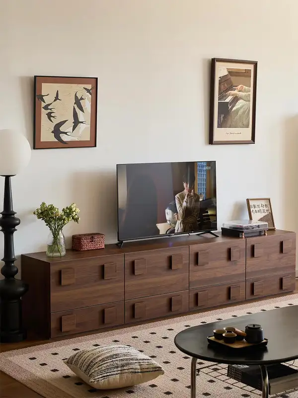 French-Inspired Solid Wood Storage TV Unit — product image 1