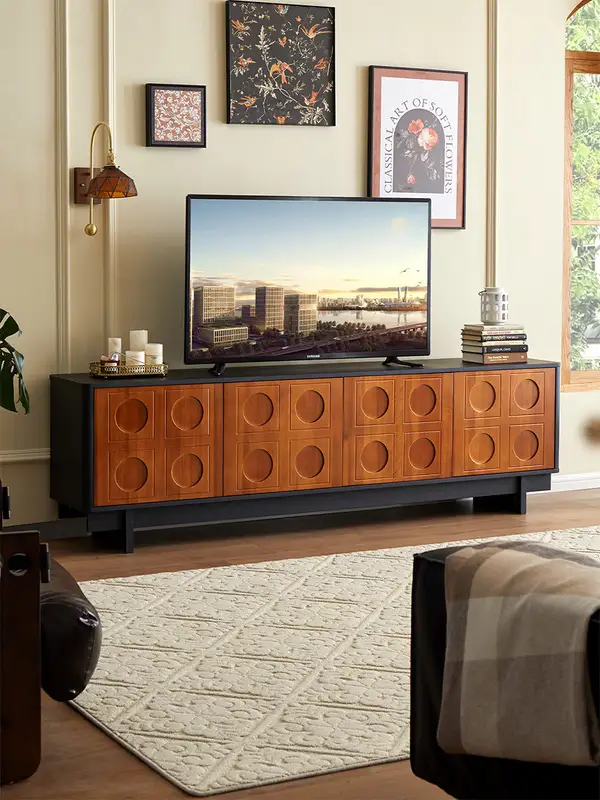 French-Inspired Solid Wood Storage TV Unit — product image 1