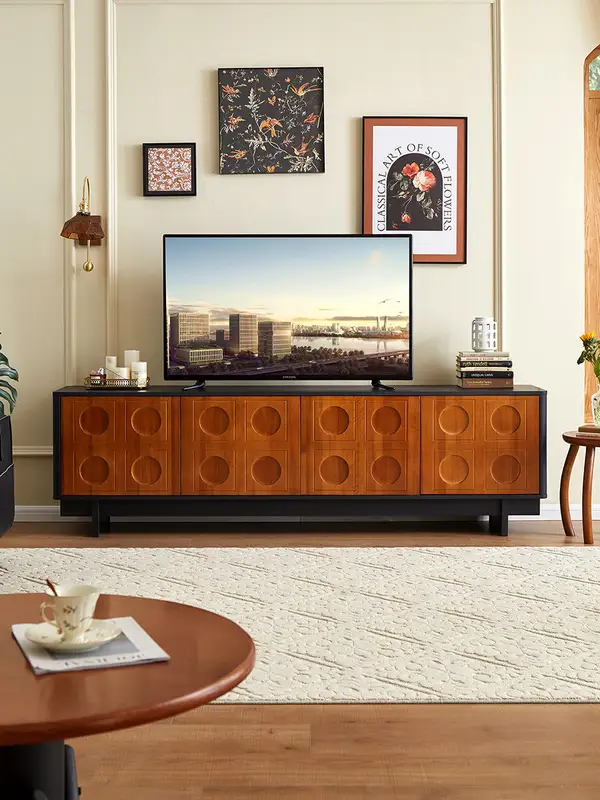 French-Inspired Solid Wood Storage TV Unit — product image 2