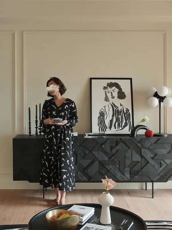 French-Inspired Solid Wood Storage TV Unit — product image 2
