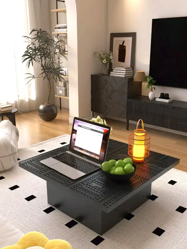 Vintage-Inspired Solid Wood Carved Coffee Table — product image 1