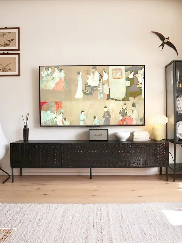French-Inspired Solid Wood Storage TV Unit — product image 1