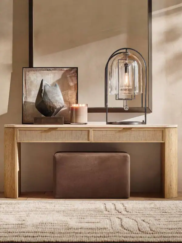 American Country Oak Storage Console Table — product image 1