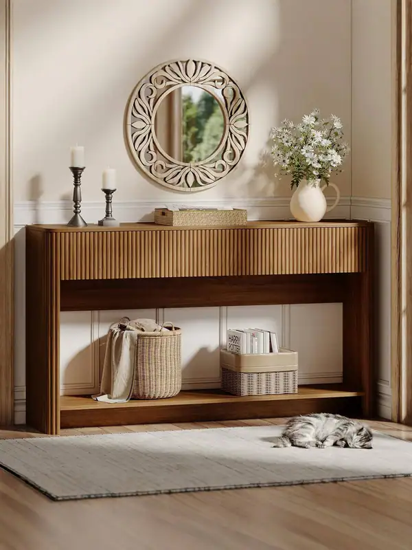 French-Inspired Ash Storage Console Table — product image 1