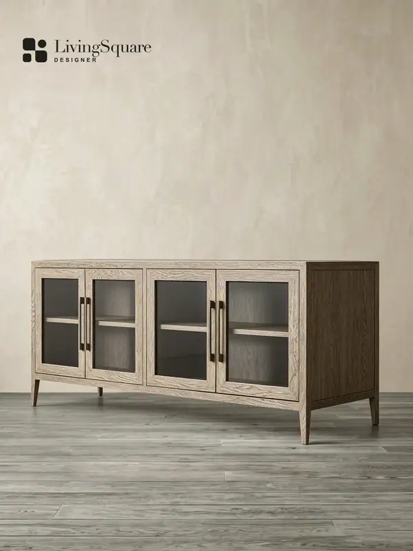 Vintage-Inspired Glass-Door Storage Cabinet — product image 3