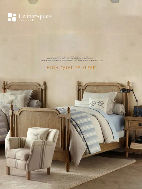 American Country Solid Wood Bed — product image 1