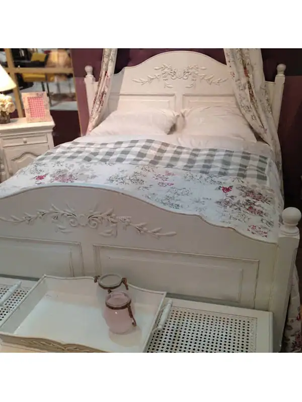 French-Inspired Solid Wood Carved Bed — product image 5